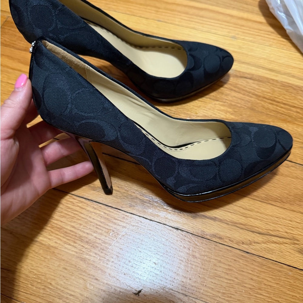 Coach Black Signature Fabric High Heel Pumps